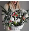 Новогодняя композиция в корзине Зимняя рябина 1
